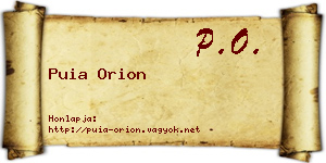Puia Orion névjegykártya